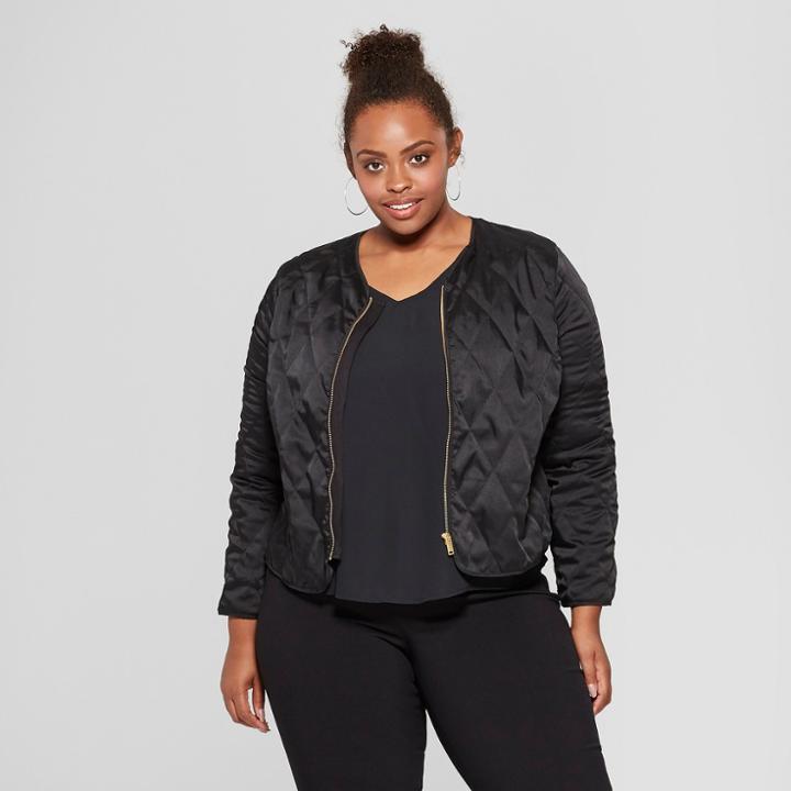 Women's Plus Size Quilted Jacket - Ava & Viv Black X
