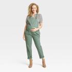 The Nines By Hatch Classic Twill Maternity Overalls Olive Green