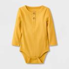 Baby Boys' Rib Henley Long Sleeve Bodysuit - Cat & Jack Mustard Yellow