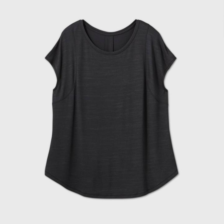 Women's Plus Size Cap Sleeve T-shirt - All In Motion Black