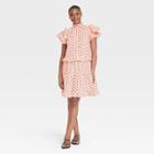 Women's Polka Dot Ruffle Short Sleeve Dress - Who What Wear Pink