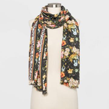 Women's Floral Print Collection Xiix Scarves - One Size, Women's, Black