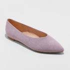 Women's Camille Microsuede High Vamp Pointed Toe Ballet Flats - A New Day Lavender (purple)