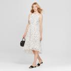 Women's Polka Dot Lace Halter Neck Midi Dress - Melonie T - Ivory/black