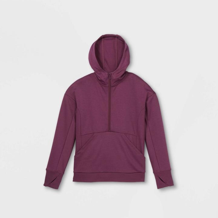 Girls' Ponte 1/2 Zip Hooded Sweatshirt - All In Motion Plum