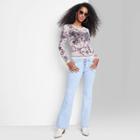 Women's Low-rise Exposed Button Fly Flare Jeans - Wild Fable