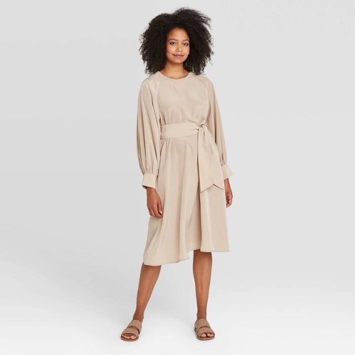 Women's Raglan Volume Long Sleeve Dress - Prologue Tan