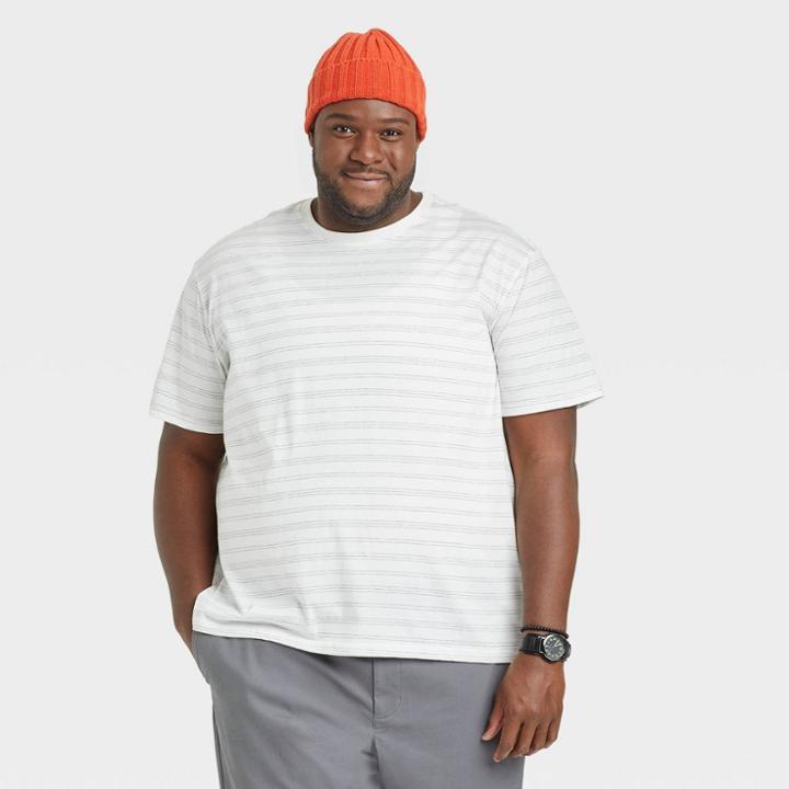 Men's Tall Striped Standard Fit Short Sleeve Crewneck T-shirt - Goodfellow & Co White/stripe
