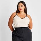 Women's Plus Size V-neck Bralette Sweater Tank Top - Future Collective With Kahlana Barfield Brown Cream