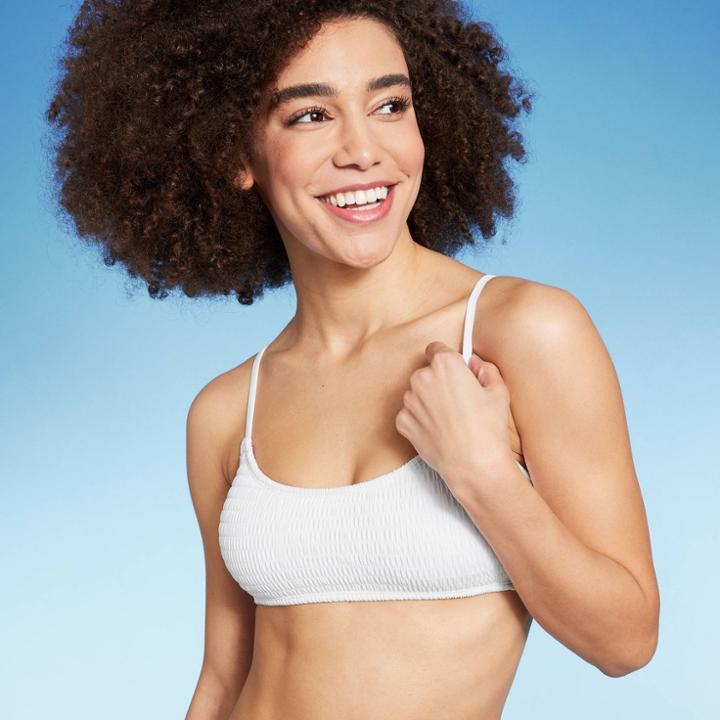 Women's Smocked Bralette Bikini Top - Wild Fable White Xxs