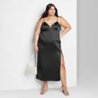 Women's Plus Size Satin Slip Dress - Wild Fable Black