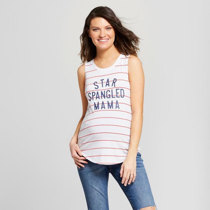 Maternity Star Spangled Mama Tank - Grayson Threads - White With Red Stripe Xl, Infant Girl's