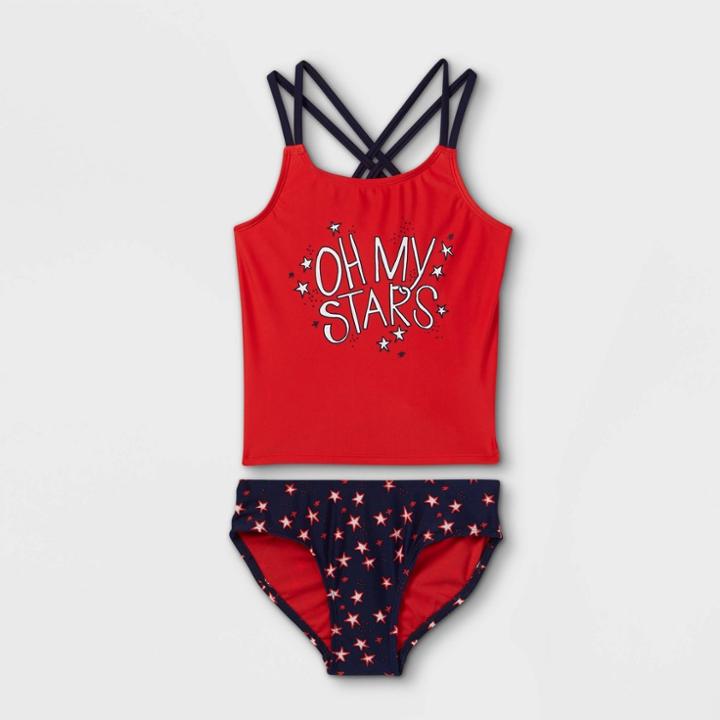 Girls' Oh My Stars Tankini Set - Cat & Jack Red