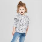Toddler Girls' Ruffle Long Sleeve T-shirt - Cat & Jack Heather Gray/dots