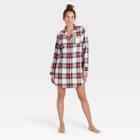 Women's Perfectly Cozy Plaid Flannel Nightgown - Stars Above Off-white