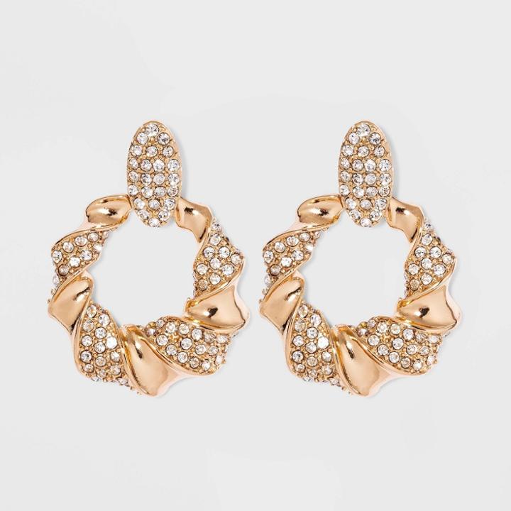 Crystal Pave Drop Hoop Earrings - A New Day Gold