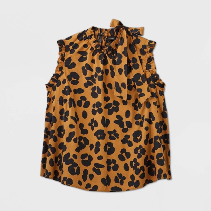 Women's Plus Size Animal Print Keyhole Tank Top - Who What Wear Brown