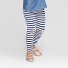Toddler Girls' Striped Unicorn Knee Leggings - Cat & Jack Navy/white 5t, Toddler Girl's, Blue