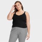 Women's Plus Size Fine Gauge Sweater Tank Top - A New Day Black