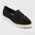Women's Penny Microsuede Wide Width Loafers - A New Day Black 10w,