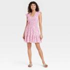 Women's Ruffle Short Sleeve Smocked Dress - Universal Thread Pink