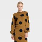 Women's Crewneck Pullover Sweater - Who What Wear Dark Brown Polka Dots