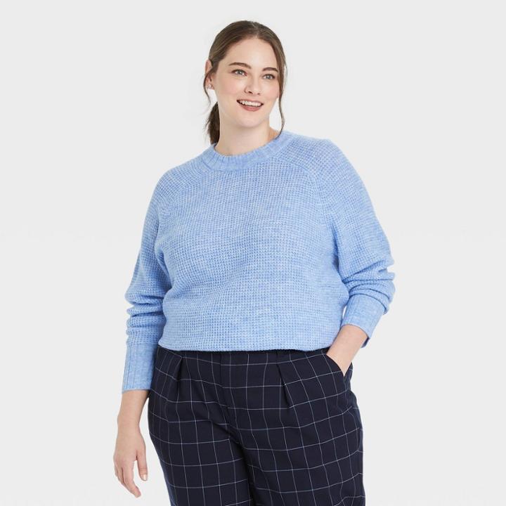 Women's Plus Size Crewneck Pullover Sweater - A New Day Blue
