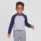 Toddler Boys' Long Sleeve Baseball T-shirt - Cat & Jack Navy 12m, Boy's, Blue