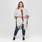 Women's Plus Size Ruana Tassel Poncho Sweater - Universal Thread Tan