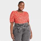 Women's Plus Size Puff Elbow Sleeve Sweatshirt- Who What Wear Cherry Red
