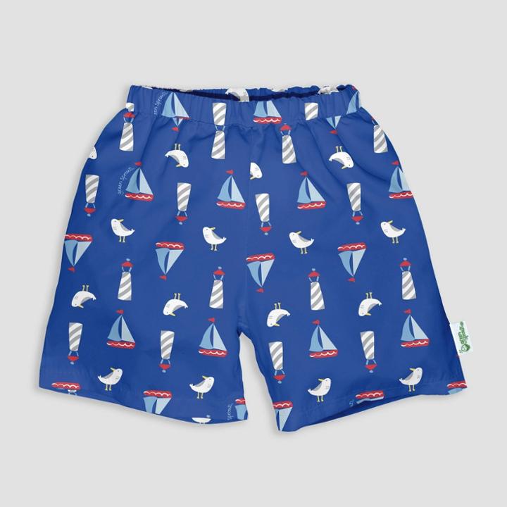 Green Sprouts Toddler Boys' Boat Print Swim Trunks - Royal Blue