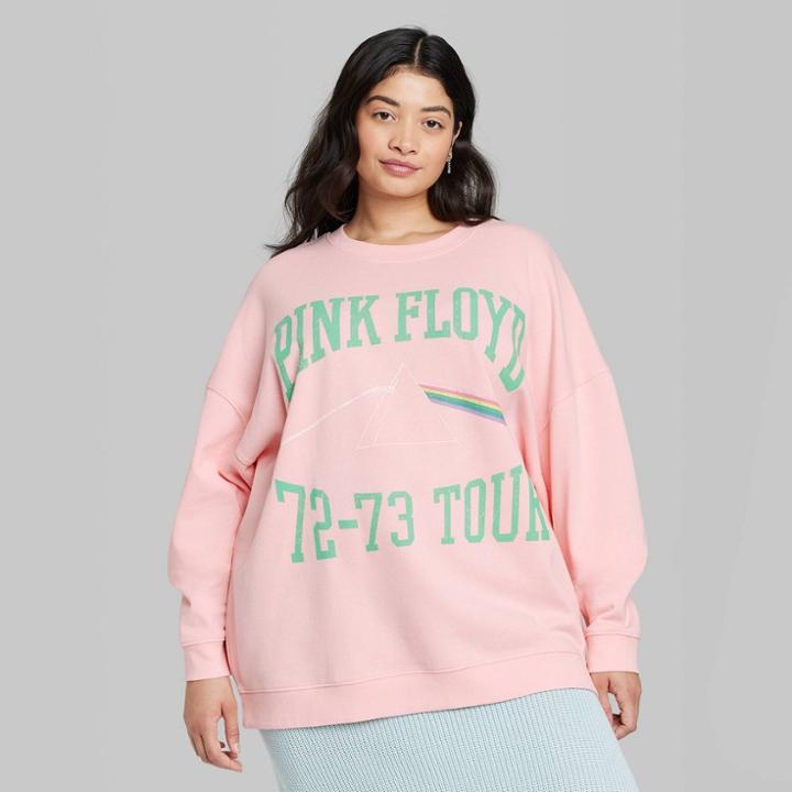 Women's Plus Size Ascot + Hart Pink Floyd Graphic Sweatshirt - Pink