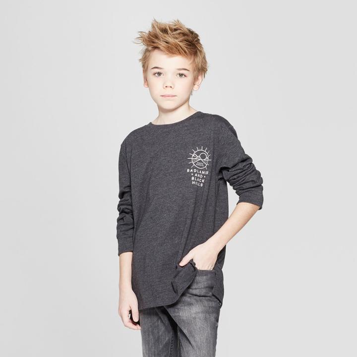 Boys' Back Graphic Long Sleeve T-shirt - Art Class Black