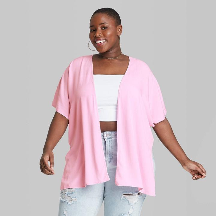 Women's High-low Ruana Kimono Jacket- Wild Fable Purple