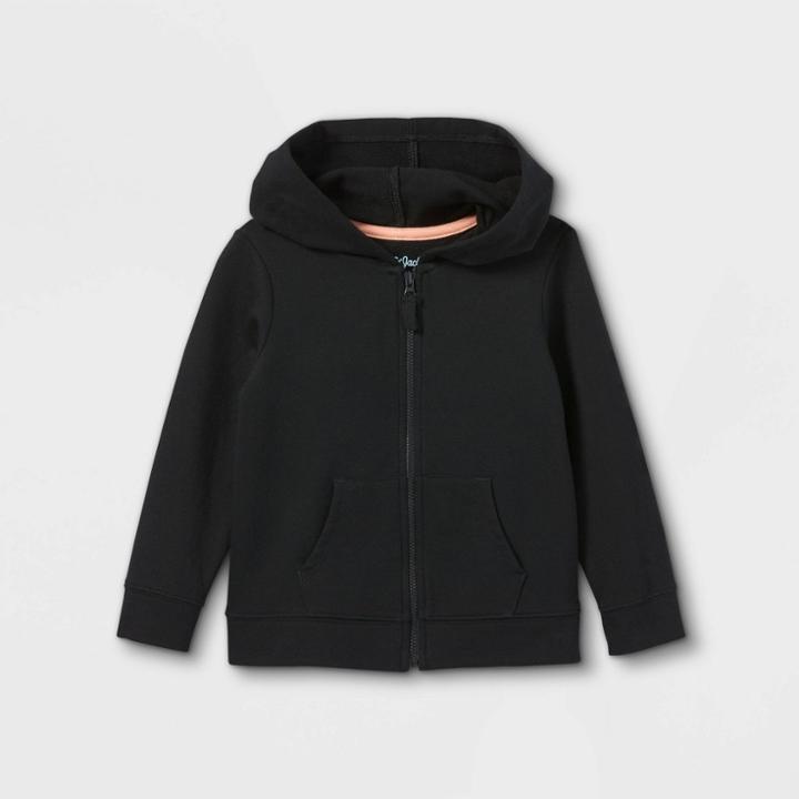 Toddler Girls' Knit Zip-up Hoodie Sweatshirt - Cat & Jack Black