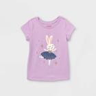 Toddler Girls' Glitter Bunny Ballerina Short Sleeve T-shirt - Cat & Jack Purple