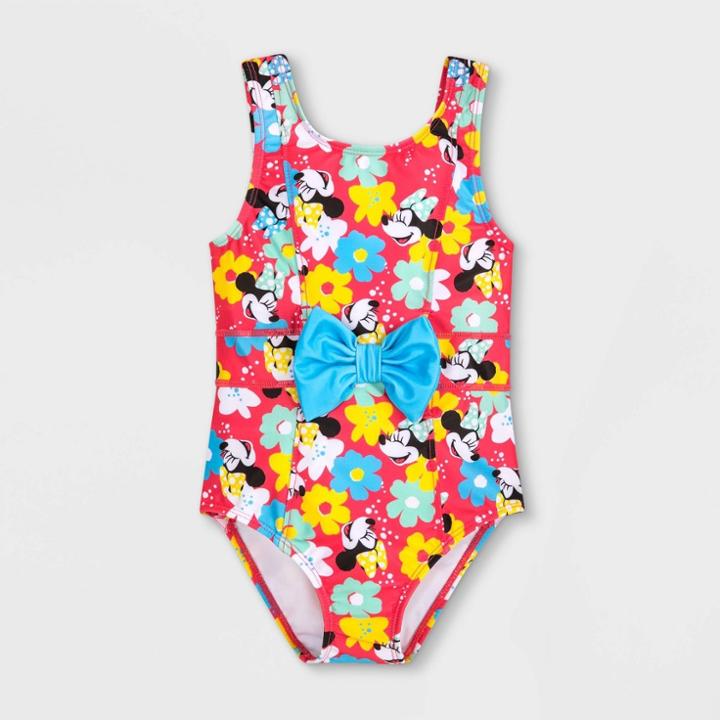 Girls' Disney Minnie Mouse Adaptive Swimsuit - Xs - Disney Store, Blue/red
