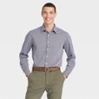 Men's Gingham Check Standard Fit Performance Dress Long Sleeve Button-down Shirt - Goodfellow & Co Navy