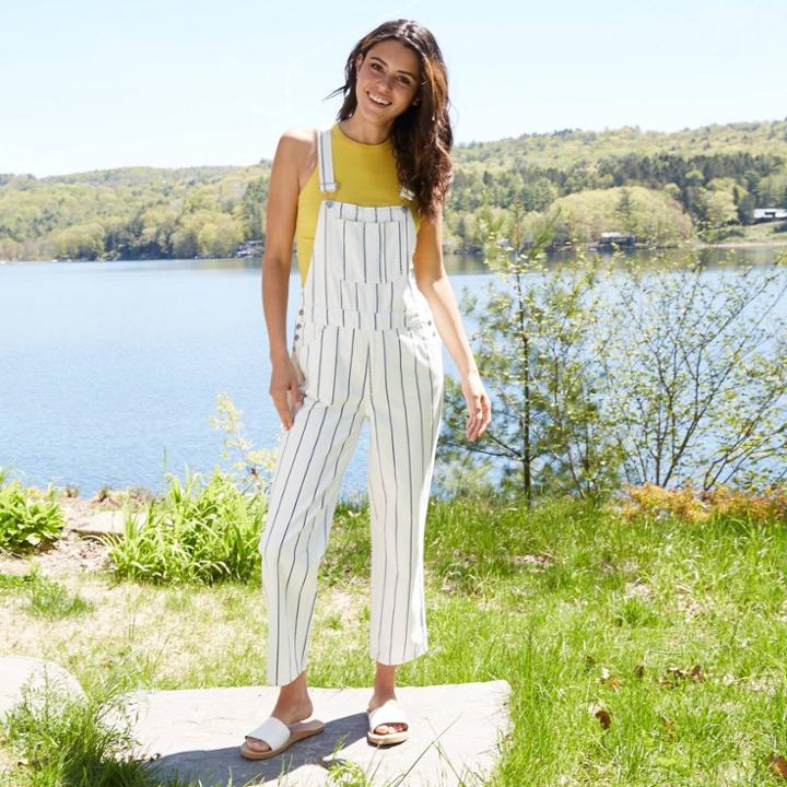 Women's High-rise Straight Fit Cropped Jean Overalls - Universal Thread White