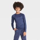 Boys' Long Sleeve Fitted Performance Crew Neck T-shirt - All In Motion Navy Xs, Boy's, Blue