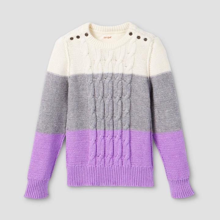 Girls' Adaptive Cable Pullover Sweater - Cat & Jack