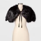 Women's Faux Fur Collared Jacket - A New Day Black One Size, Women's