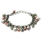 Zirconmania Women's Zirconite Glass Pearls/fireballs Chain Link Bracelet,