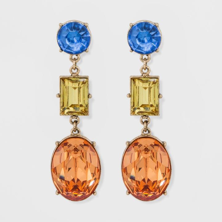 Sugarfix By Baublebar Stacked Crystal Drop Earrings - Orange, Girl's