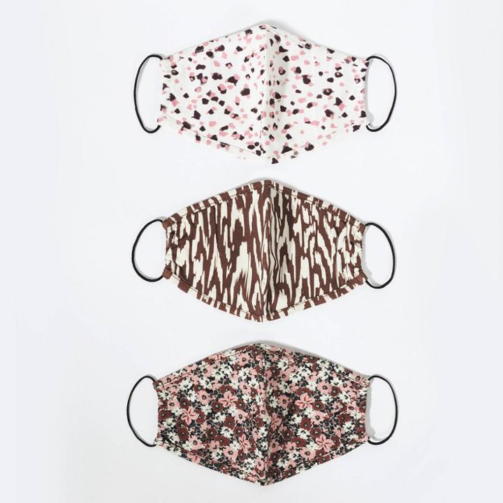Social Standard By Sanctuary Sanctuary Adult 3pk Printed Cotton Polka Dot Face Mask - Brown/pink/floral