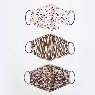 Social Standard By Sanctuary Sanctuary Adult 3pk Printed Cotton Polka Dot Face Mask - Brown/pink/floral