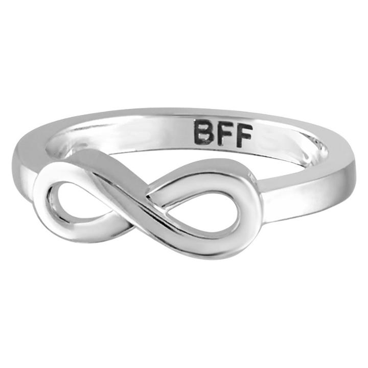 Distributed By Target Women's Sterling Silver Elegantly Engraved Infinity Ring With Bff - White