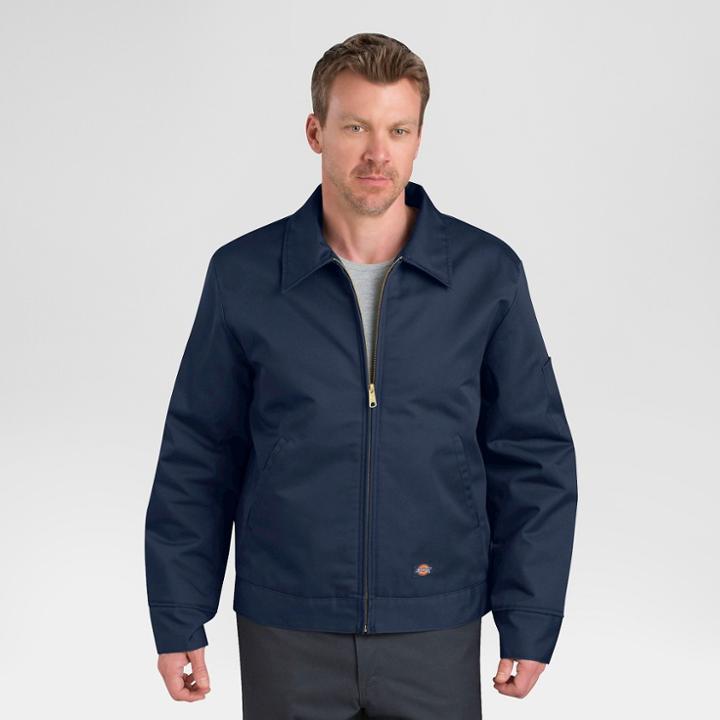 Dickies Men's Big & Tall Twill Insulated Eisenhower Jacket- Navy (blue)