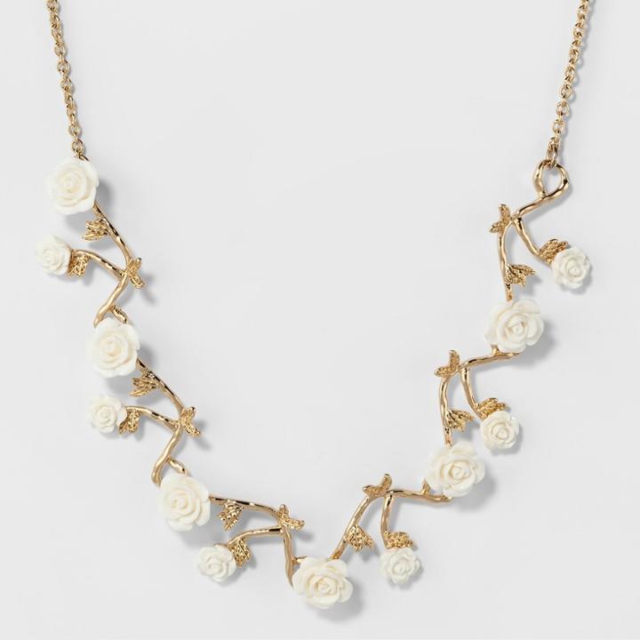 Sugarfix By Baublebar Rose Bud Statement Necklace - White, Girl's