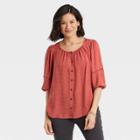 Women's 3/4 Sleeve Button-front Top - Knox Rose Rust